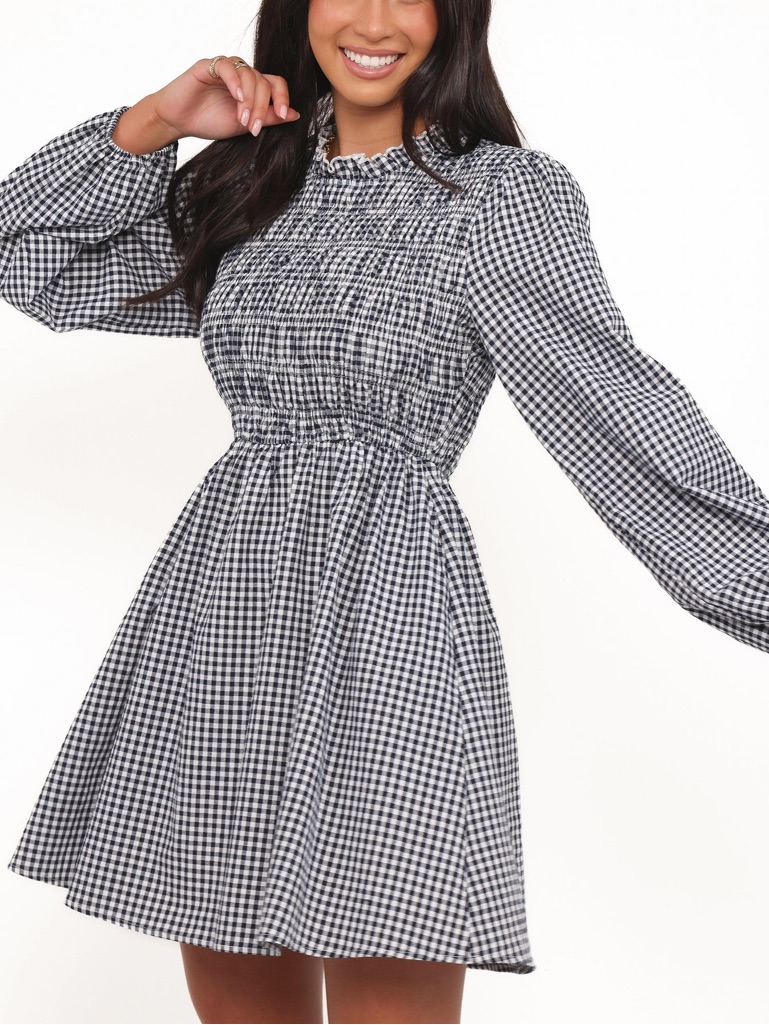 Petal & Pup Gingham Long Sleeve Dress Large Size [L] 100% Cotton